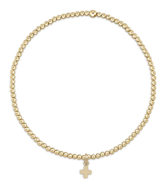 Classic Gold Bead Bracelet | 2mm Signature Cross Charm  | egirl | enewton