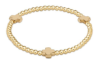 Signature Cross Small Gold Pattern 3mm Bead egirl | enewton