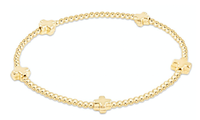 Signature Cross Small Gold Pattern 2mm Bead egirl | enewton