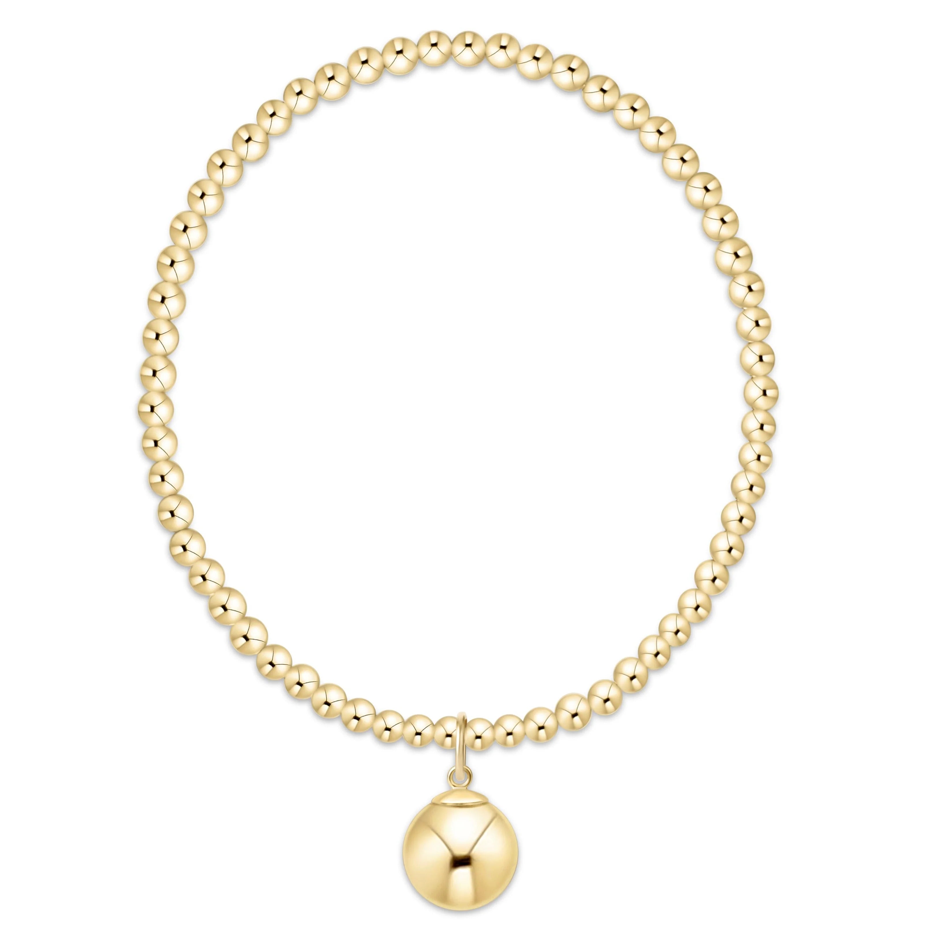 Classic Gold 3mm Bracelet with Classic Gold 10mm Charm – Extended | enewton