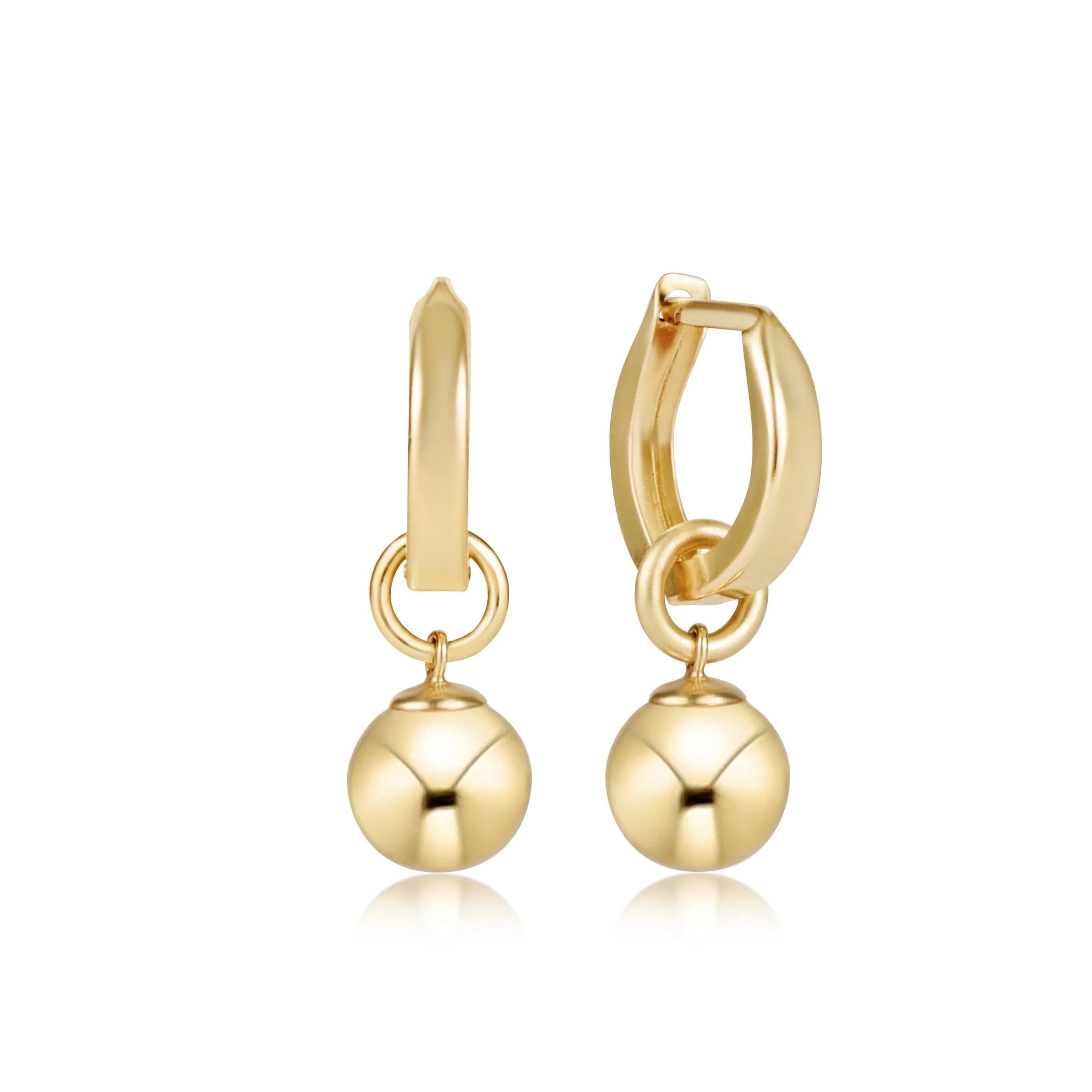 Huggie Gold 0.5" Hoop with Classic Gold 8mm Charm | enewton