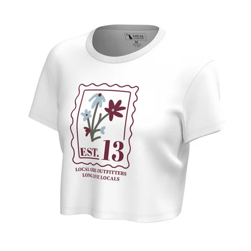 Local Girl Stamp Graphic Crop Short Sleeve Tee
