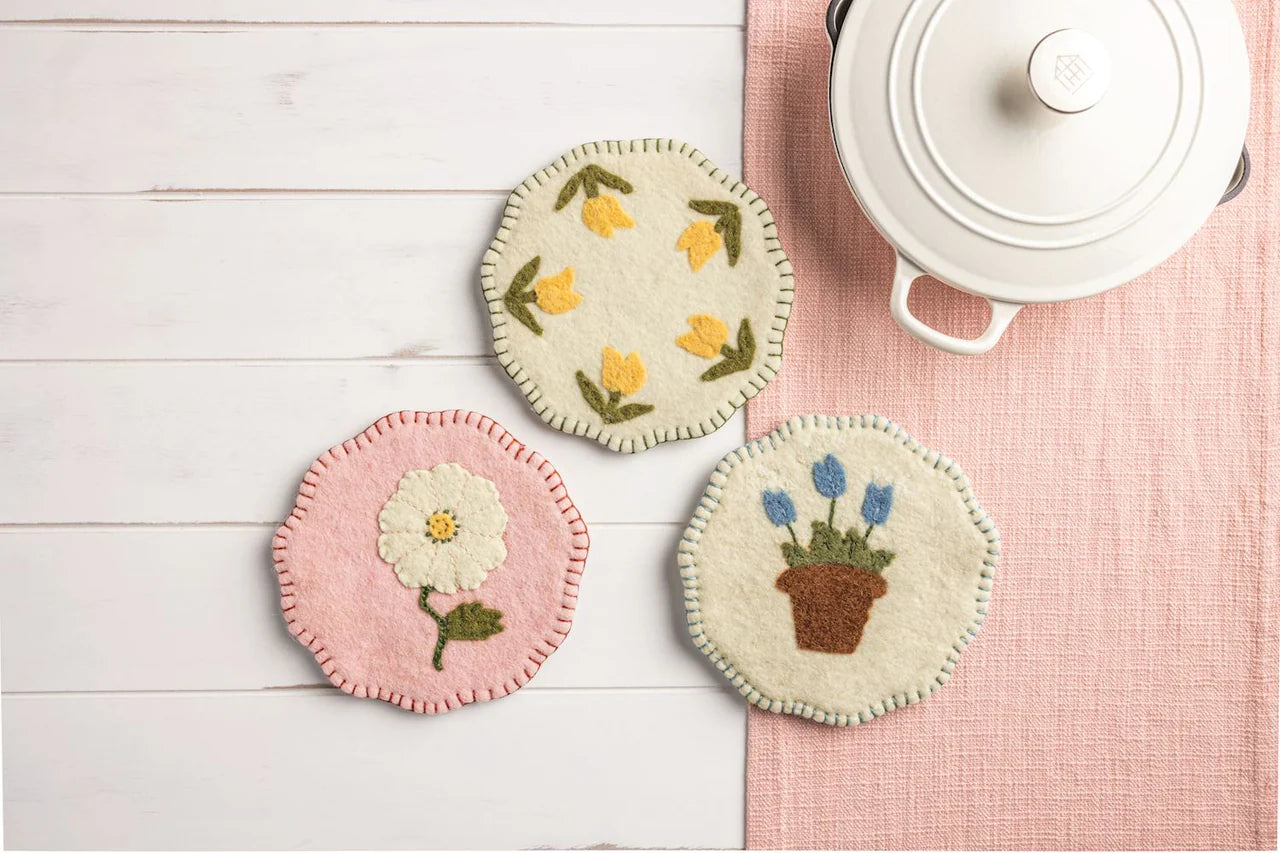 Felted Floral Trivet