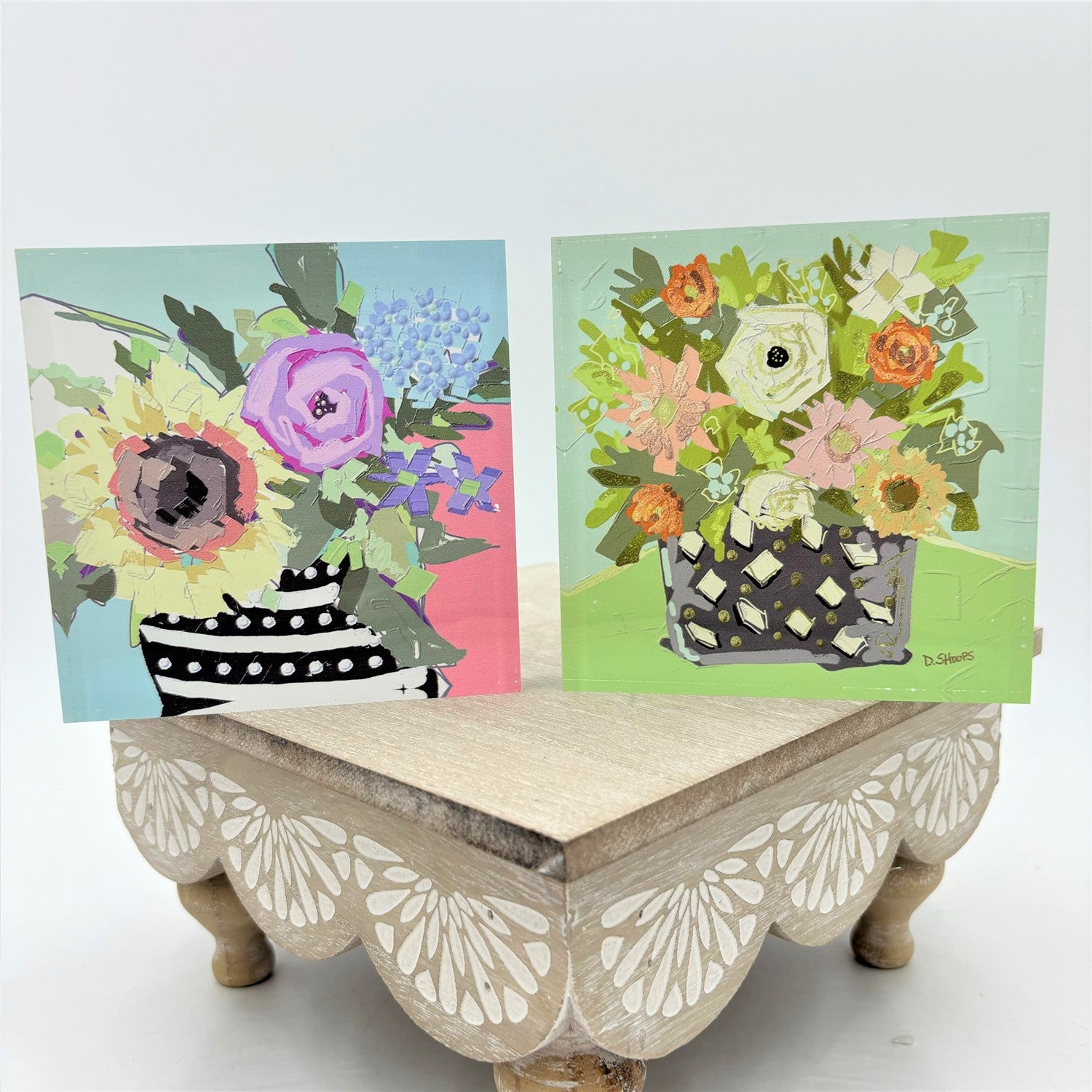 Florals in Black Vases Acrylic Block Sign