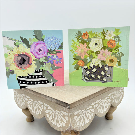 Florals in Black Vases Acrylic Block Sign