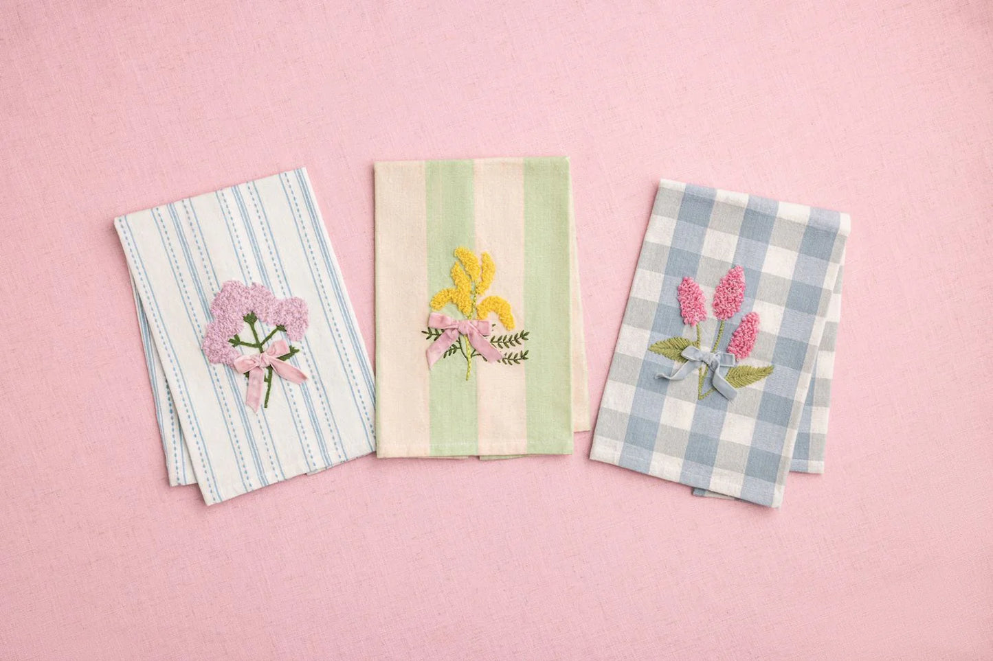 Colored Flower Embroidered Towel