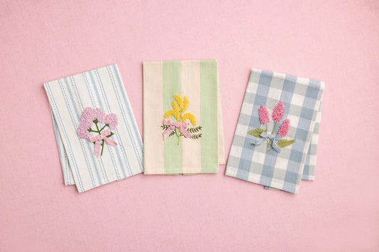 Colored Flower Embroidered Towel