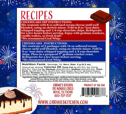 Carmie's Kitchen - Freedom Fudge Cheesecake Dip Mix - Americana Collection