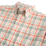 Heybo Outdoors Whitfield Dress Shirt in Moonlight featuring a classic button-down collar, chest pocket, laser-engraved buttons, and comfortable stretch.