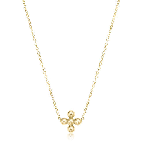 16” Necklace Gold-Classic Beaded Signature Cross Gold | 3mm Bead Gold