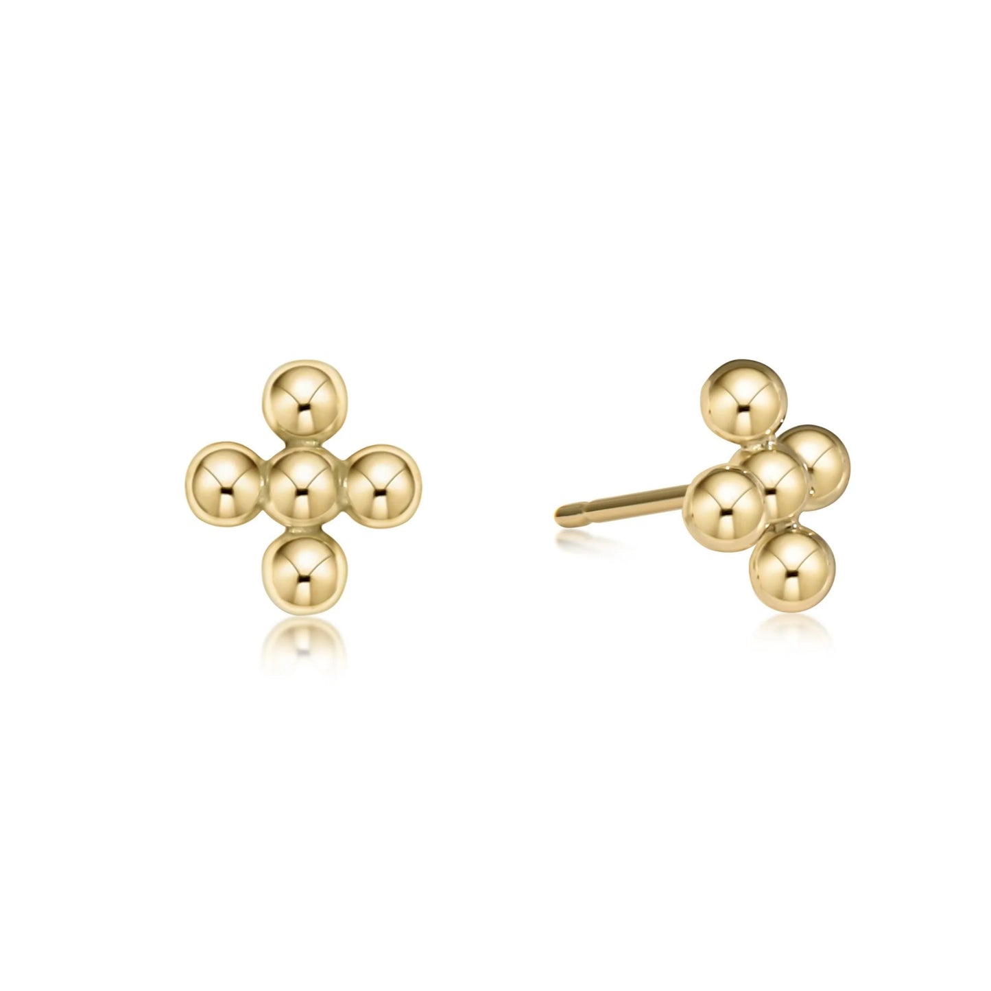 Classic Beaded Signature Cross Stud-4mm Bead Gold