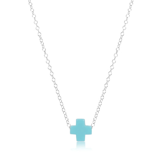 16” Necklace Sterling-Signature Cross Turquoise