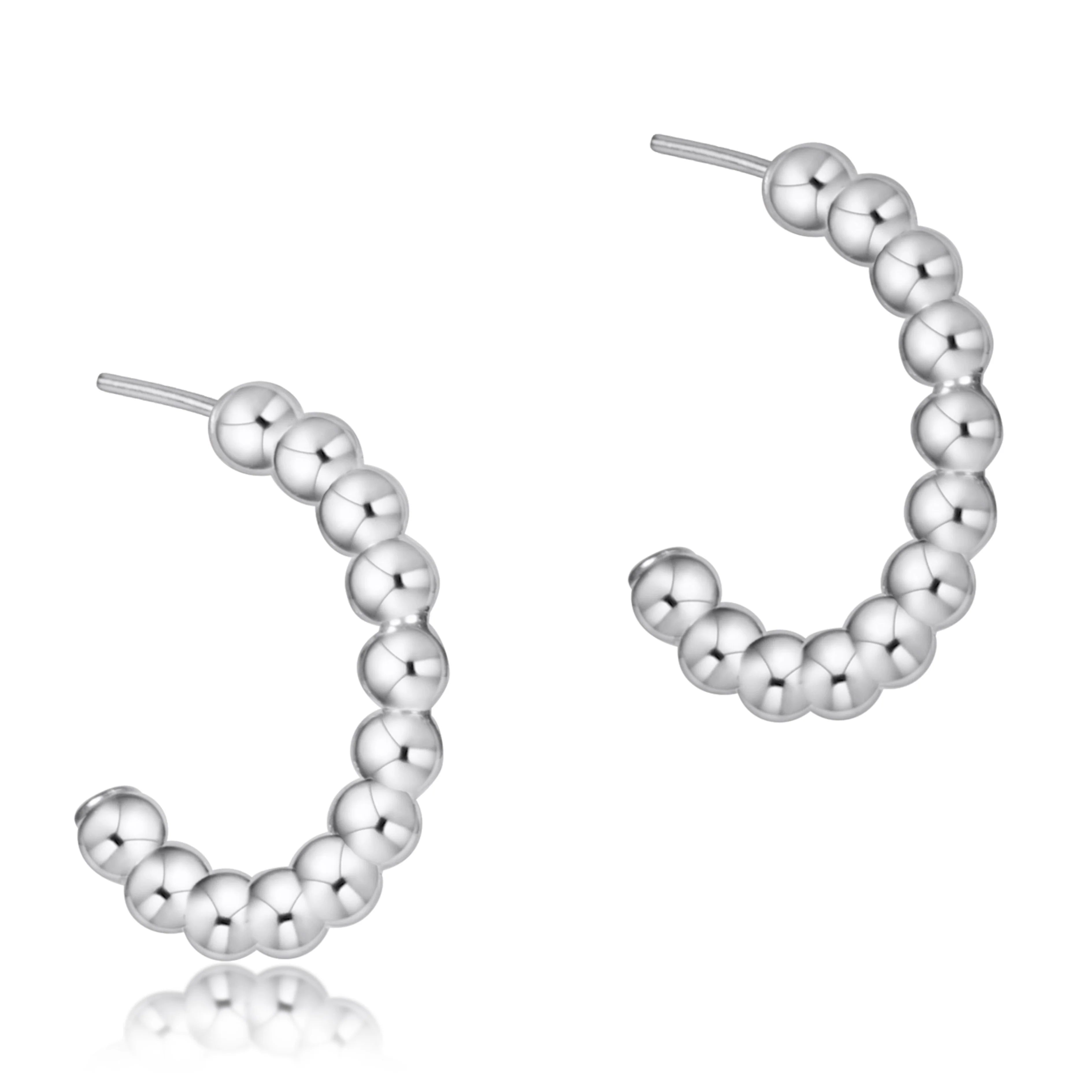 Beaded Classic 1.25" Post Hoop | 3mm Sterling