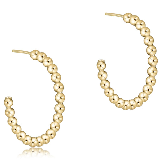 Beaded Classic 1.25” Post Hoop-4mm Gold