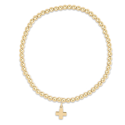 3-Strand Classic Beaded Signature Cross Gold Bracelet