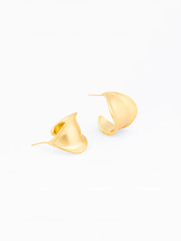 Pair of gold earrings on a white background
