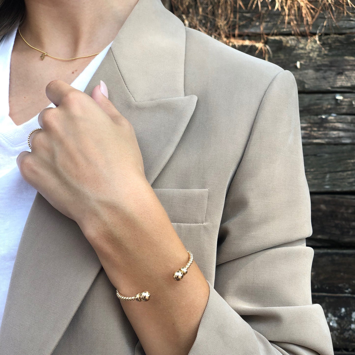 Classic Gold 3mm Bead Cuff