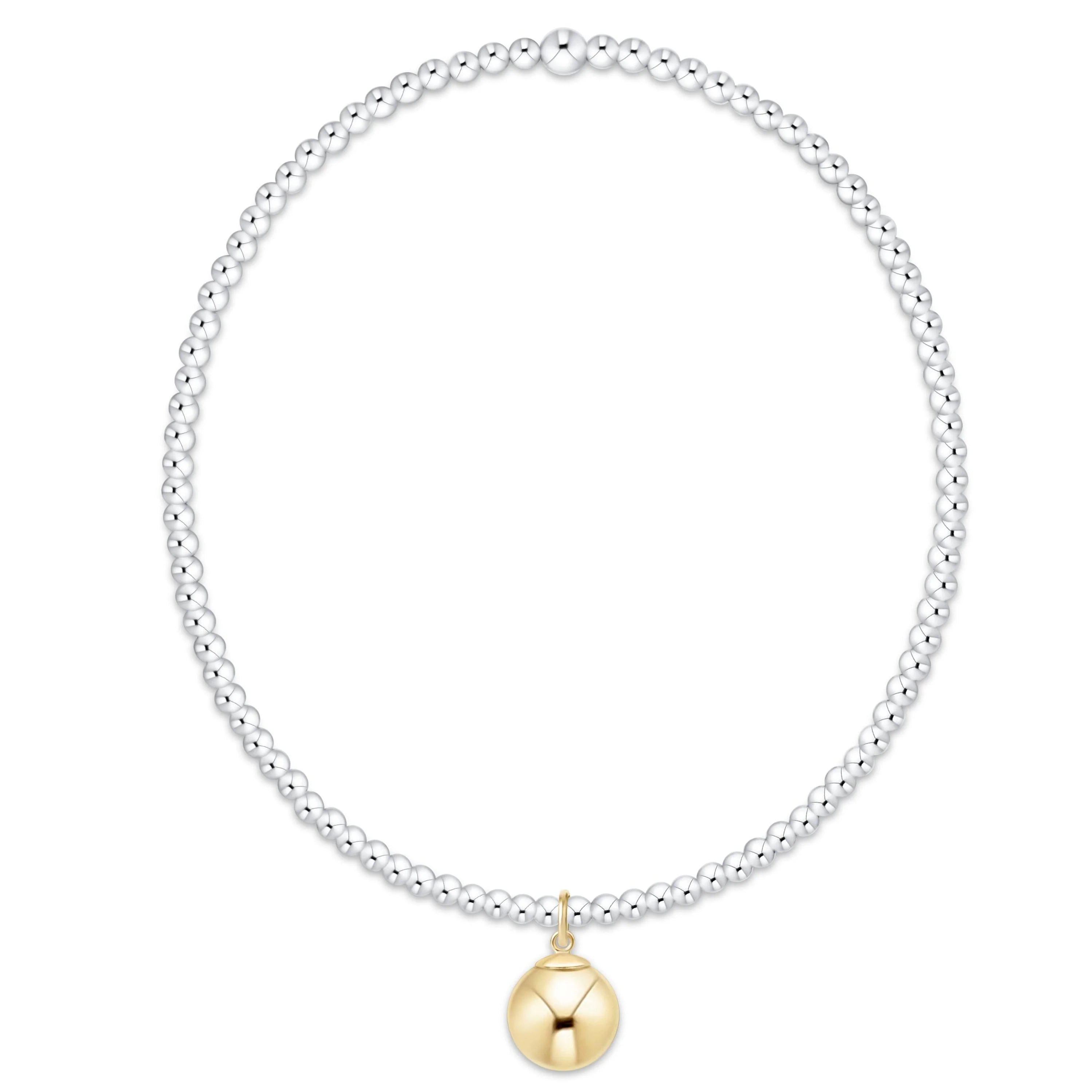Classic Mixed Metal 2mm Bracelet with Classic Gold 8mm Charm | enewton