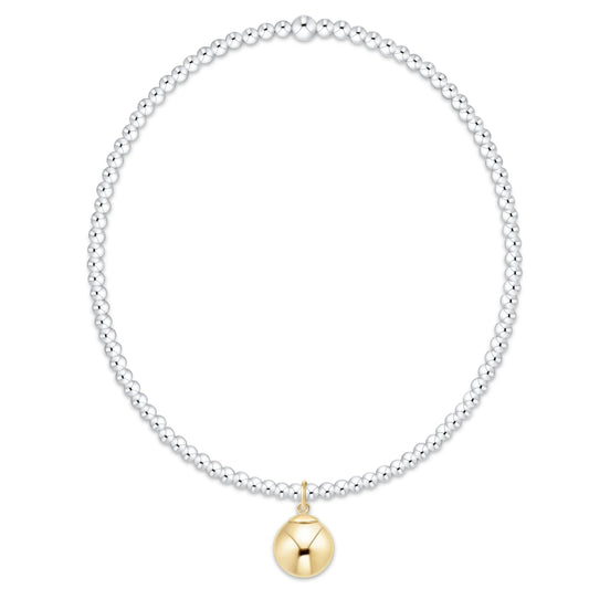 Classic Mixed Metal 2mm Bracelet with Classic Gold 8mm Charm | enewton