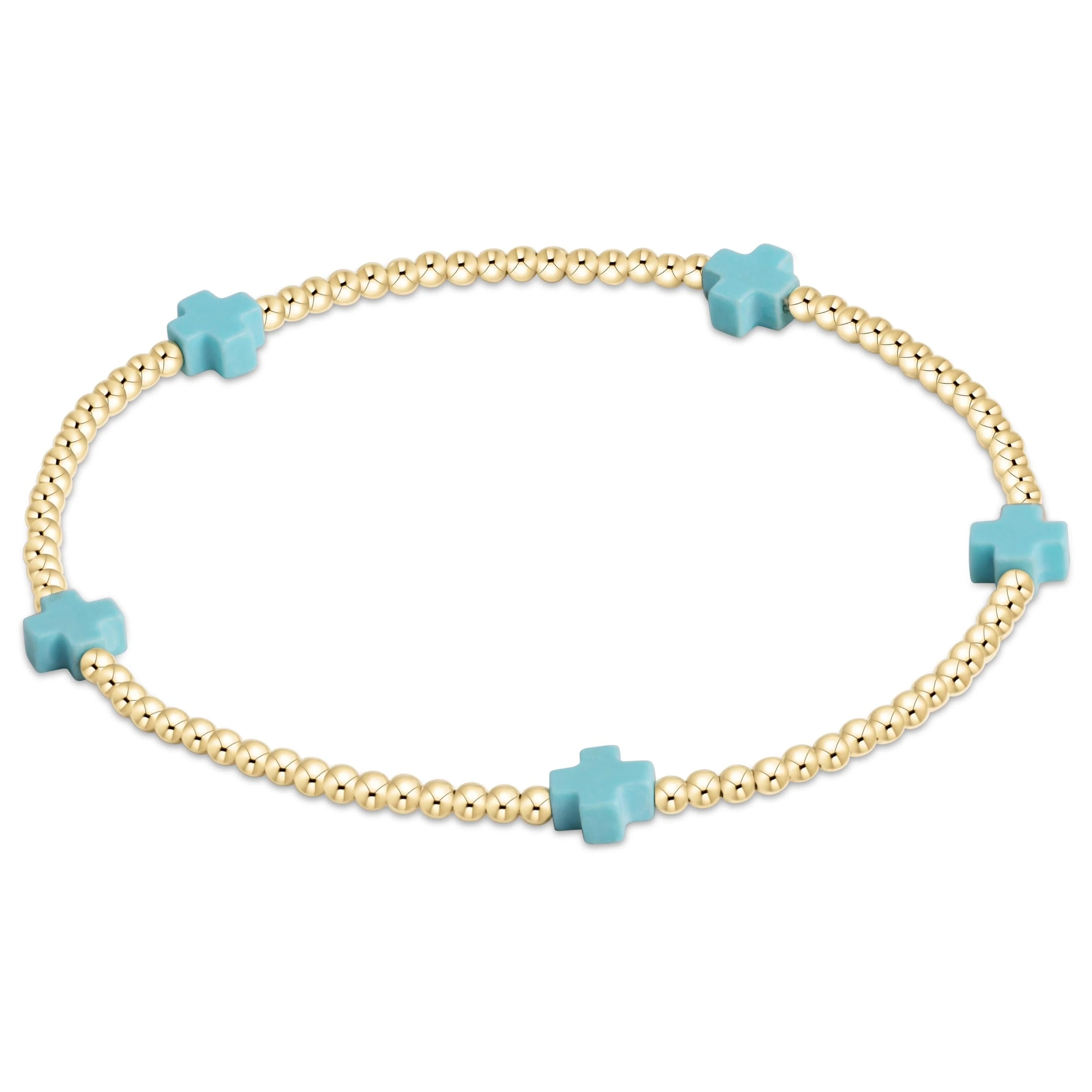 Signature Cross Gold Pattern 2mm Bead Bracelet