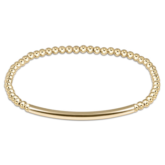 Bliss Bar Gold Pattern 3mm Bead Bracelet | Gold