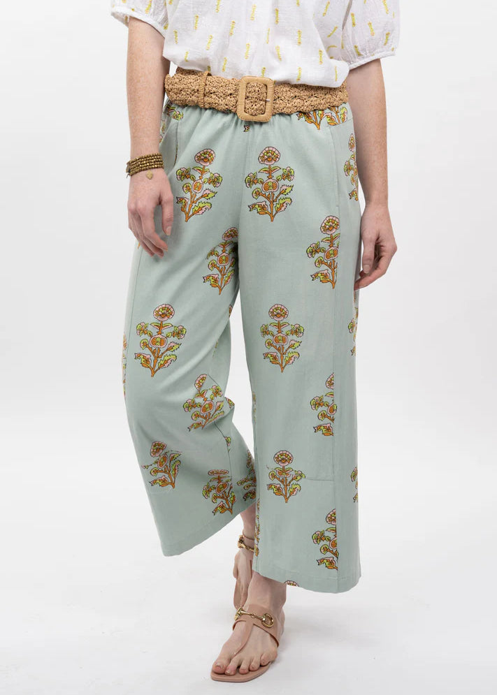 Aqua Print Barrel Pant