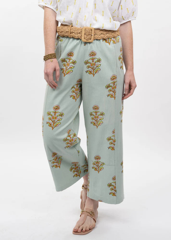 Aqua Print Barrel Pant