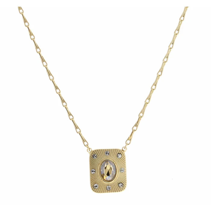 Champagne Oval Crystal Pendant Necklace