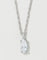 A silver-tone chain necklace with a marquise-cut clear gemstone pendant, shown against a light gray background.