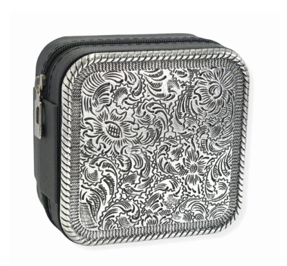 Engraved Faux Leather Square Jewelry Box