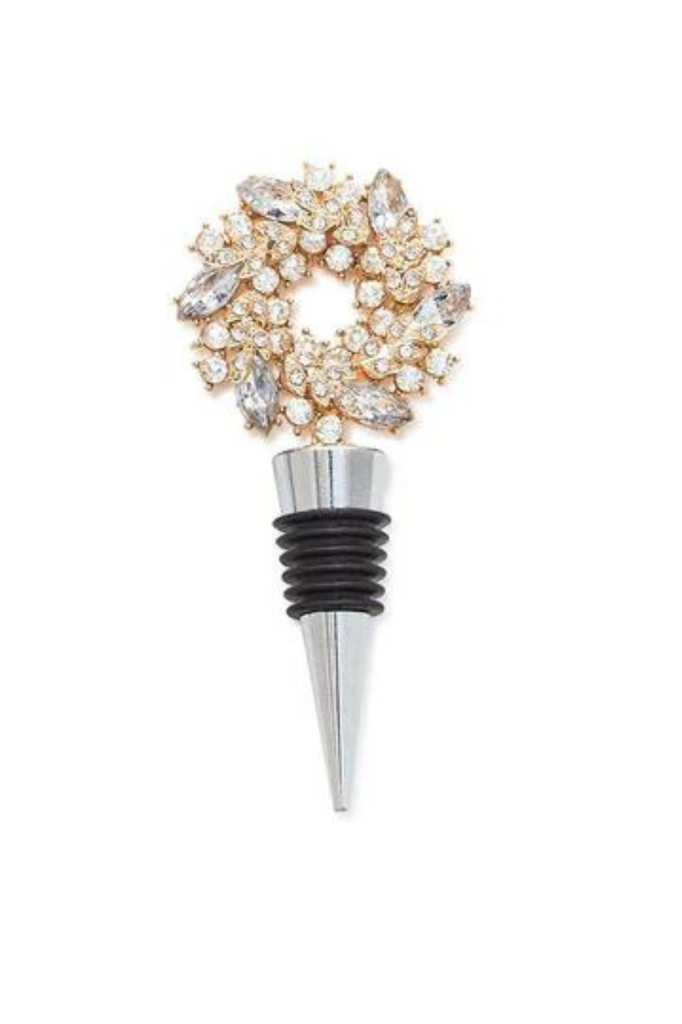 Holiday Wreath Jeweled Bottle Stopper