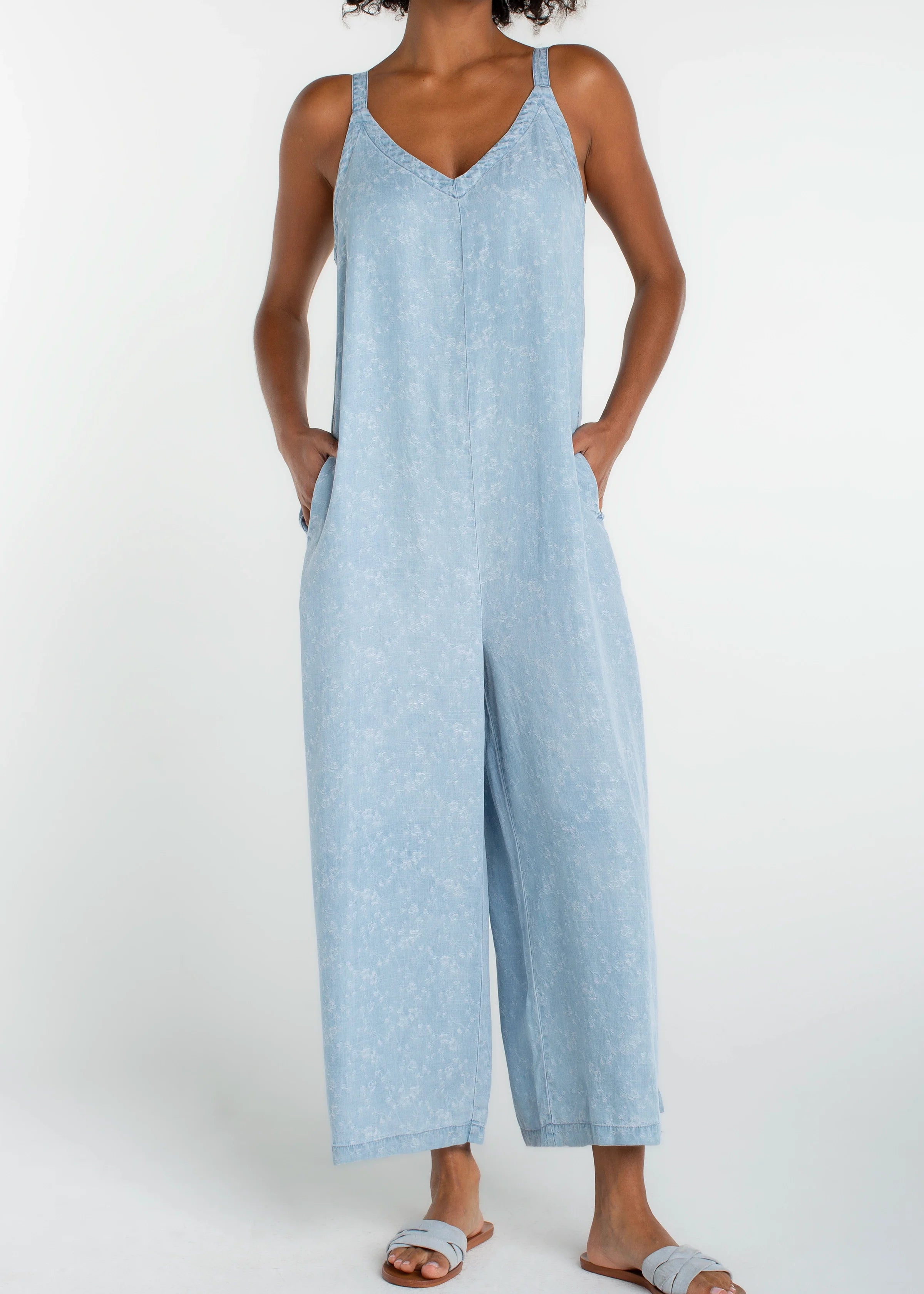 Wide Leg Crop Jumpsuit With Adjustable Straps