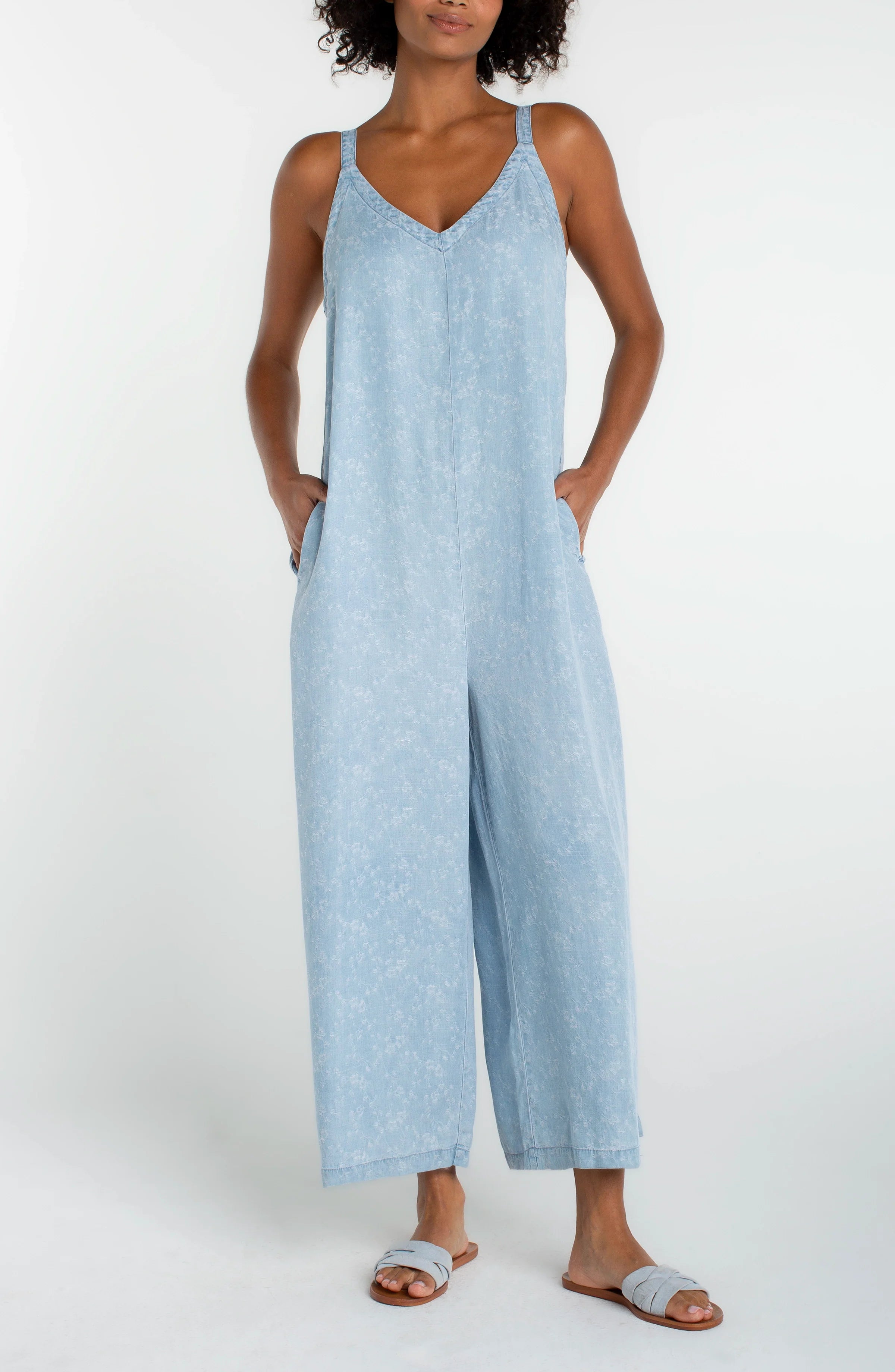 Wide Leg Crop Jumpsuit With Adjustable Straps