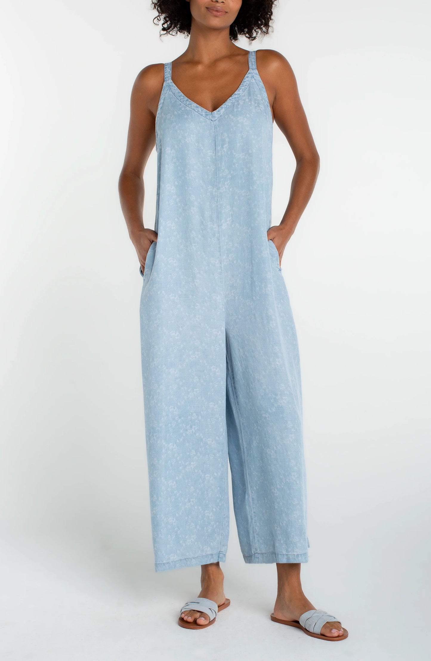 Wide Leg Crop Jumpsuit With Adjustable Straps