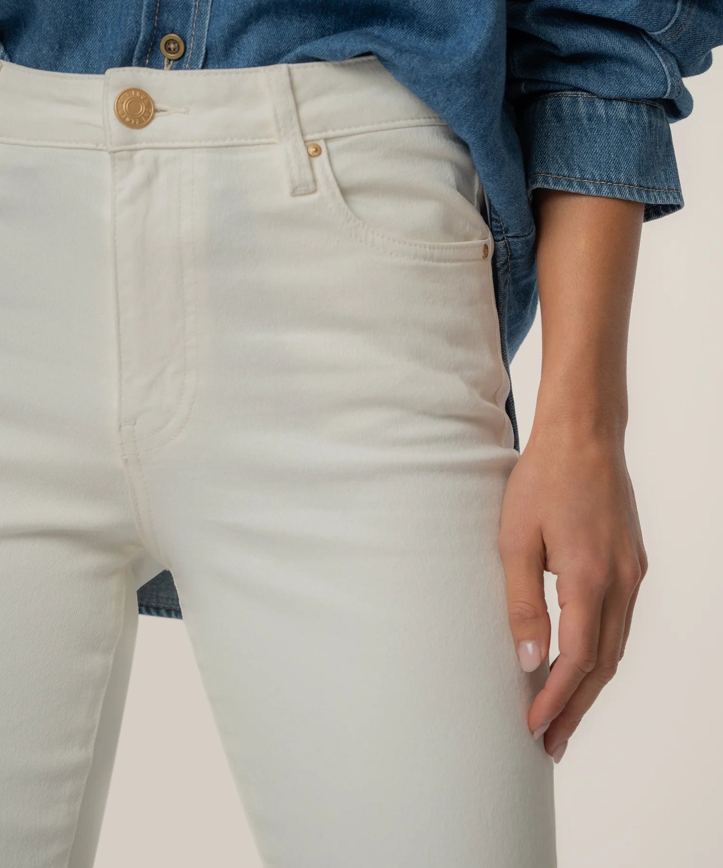 Kelsey High Rise Ankle Flare Jeans | Ecru