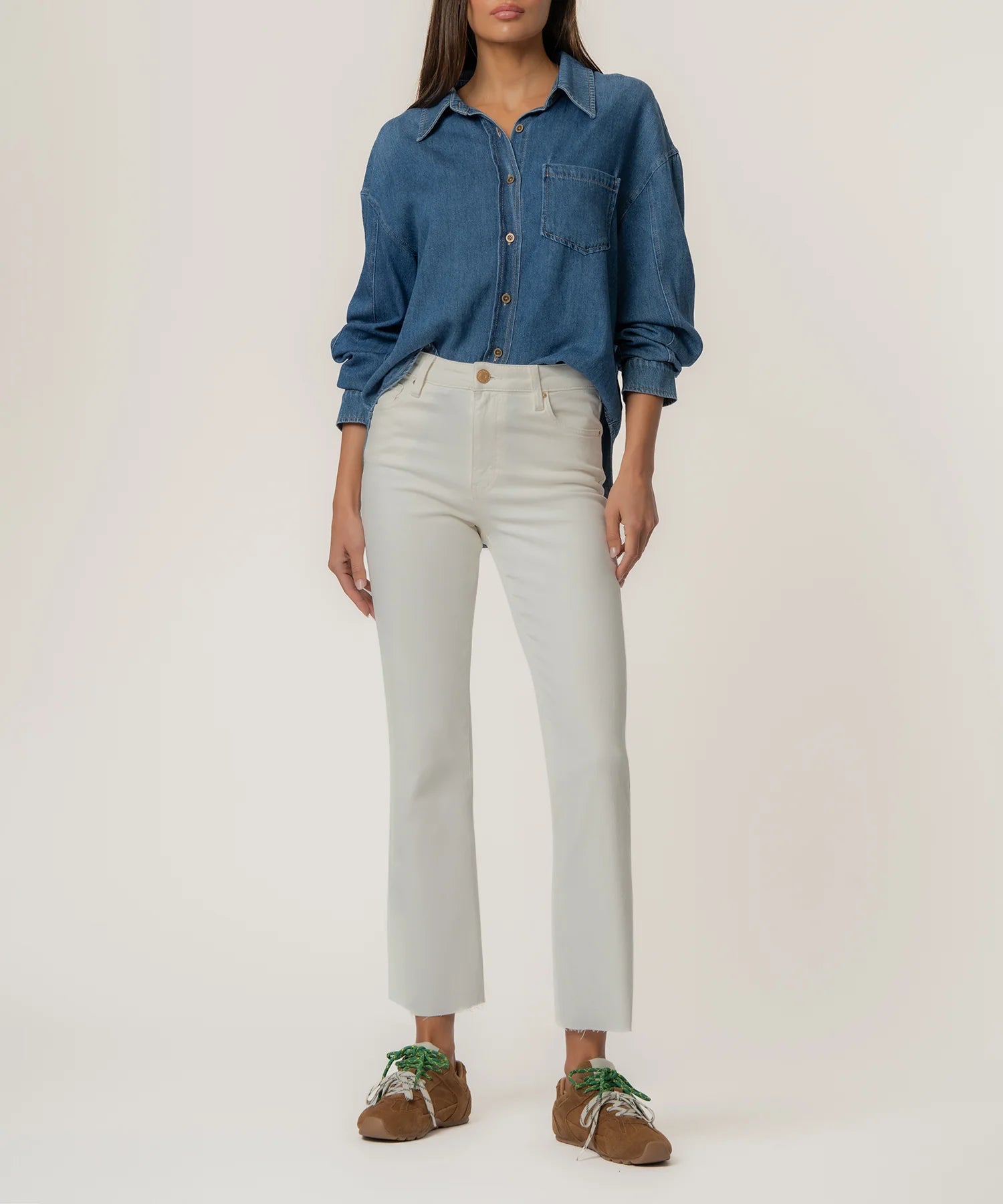 Kelsey High Rise Ankle Flare Jeans | Ecru