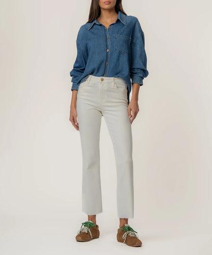 Kelsey High Rise Ankle Flare Jeans | Ecru