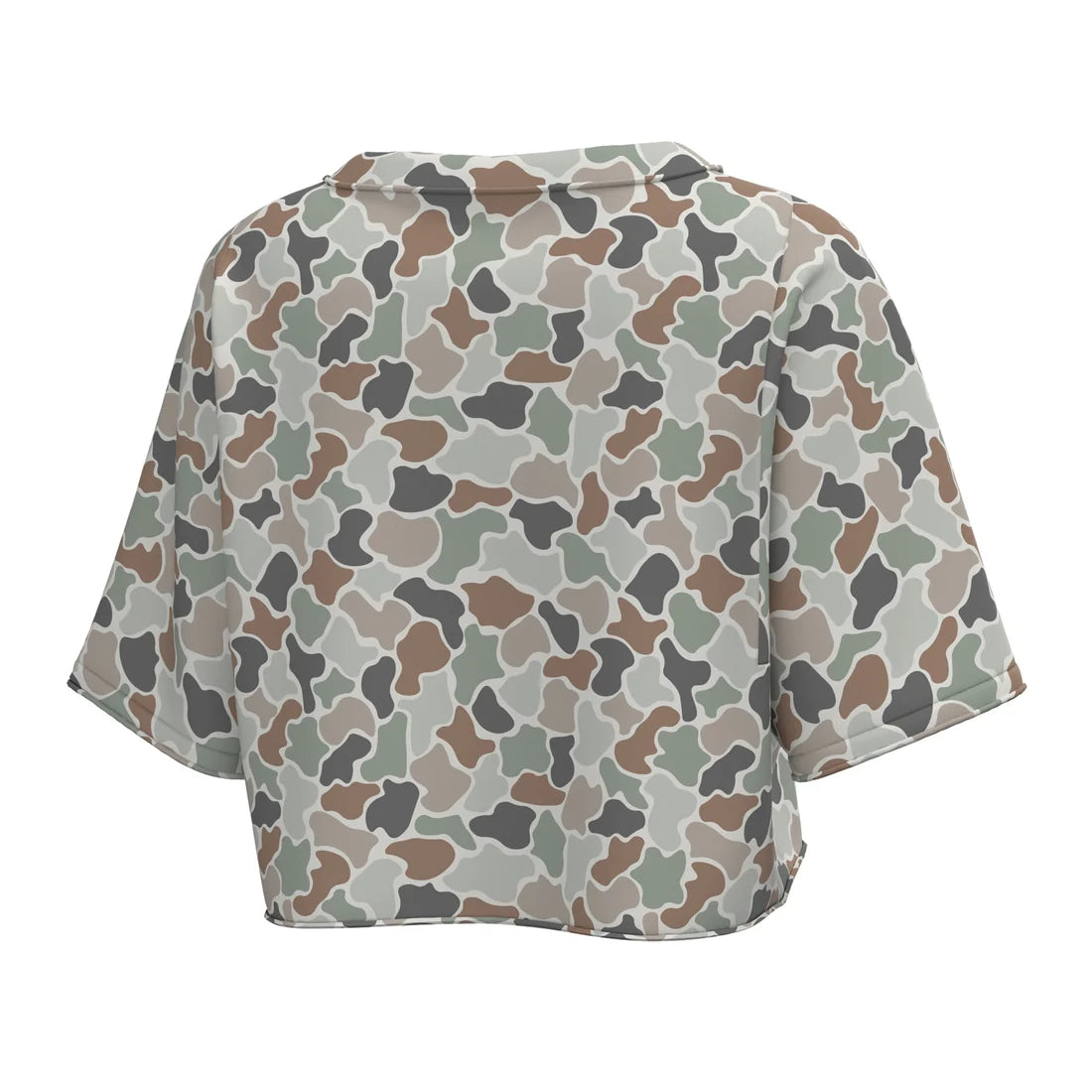 Camouflage-patterned shirt on a white background