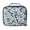 A Local Girl Sweetheart insulated lunch bag featuring a blue, green, and white camouflage pattern, with a navy blue handle and trim.