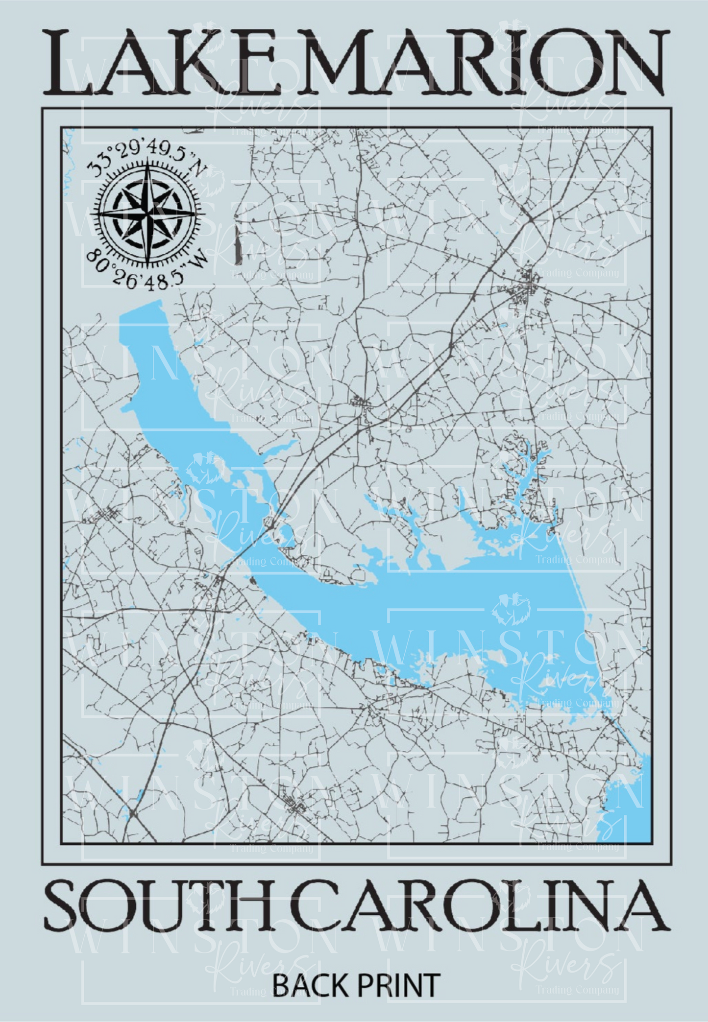 Lake Marion South Carolina Lake Map SS T-Shirt | Unisex