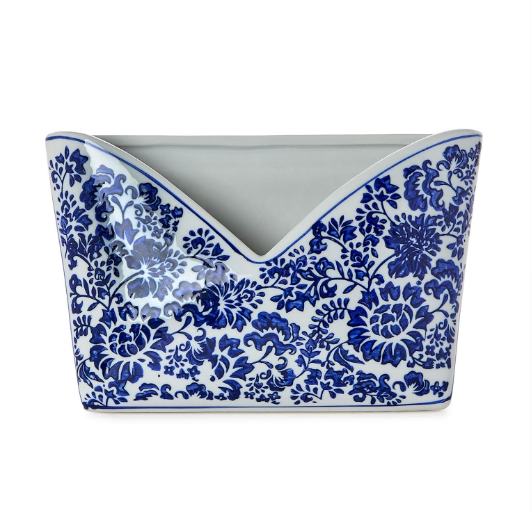 Chinoiserie Blue and White Floral Letter Holder