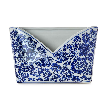 Chinoiserie Blue and White Floral Letter Holder