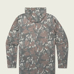 Marsh Wear Buxton Tech Hoodie in Lowland Canopy Camo featuring lightweight performance fabric, UPF 40 sun protection, hood, and thumb loops for fishing and outdoor wear.
