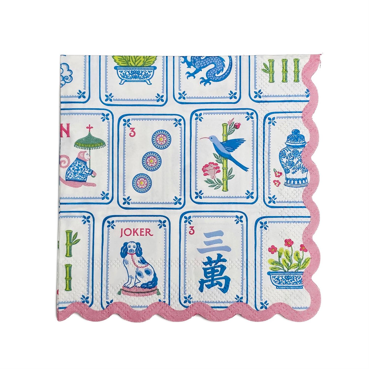 Decorative paper with Chinese mahjong design on a white background