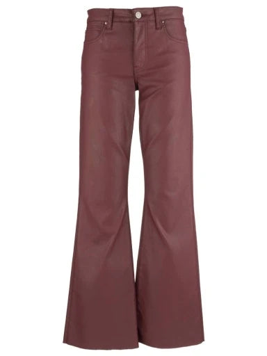 Stella High Rise Flare Coated Denim With Raw Hem - Wine Cup