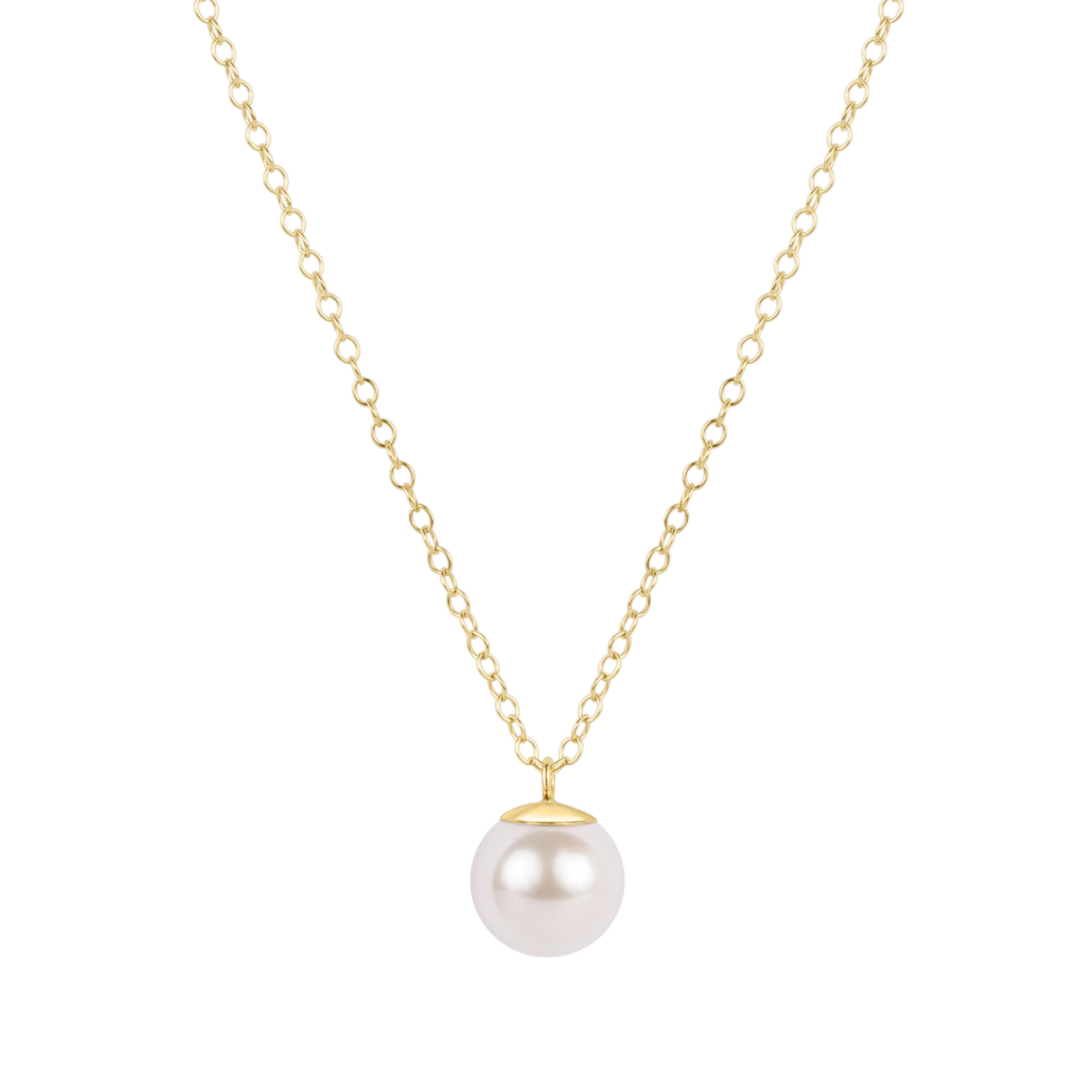 16" Gold Necklace with Classic Pearl 10mm Charm | enewton