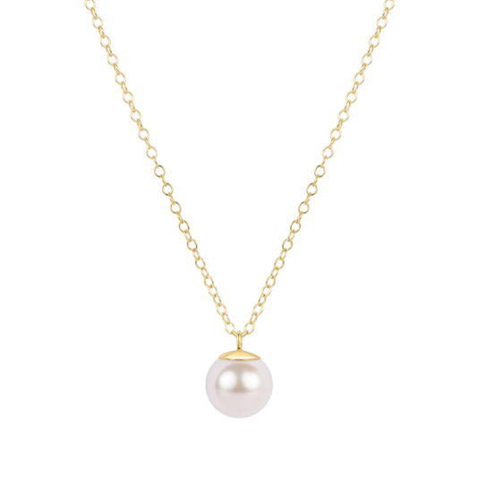 16" Gold Necklace with Classic Pearl 10mm Charm | enewton