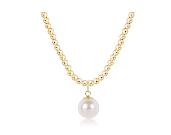 Classic Gold 2mm Bead Choker with 8mm Pearl Charm