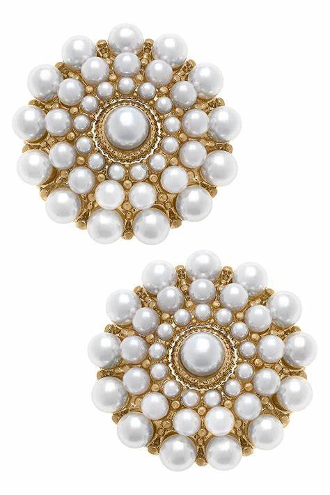 Kate Pearl Studded Stud Earrings in Ivory