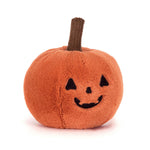 JellyCat Ooky Jack O'Lantern plush featuring a soft orange pumpkin design, classic jack-o'-lantern face, and playful Halloween details.